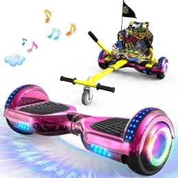 GeekMe Self Balancing Segway GeekMe Hoverboard and kart bundle for kids, hoverboards with go kart, self balancing scooter with bluetooth speaker, strong motor, LED lights, gift for kids