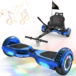 GeekMe Scooter GeekMe Hoverboards 6.5" with seat, Hoverboards with hoverkart，Hoverbaords seat go kart，Hoverboards LED Lights-Bluetooth Speaker-Flashing Wheels, Gift for Children