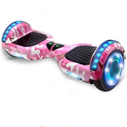 HappyBoard Scooter HappyBoard 6.5 Inch Self Balancing Balance Board Skate board Electric Scooter with LED Light, Bluetooth and Storage Bag for Kids and Adults (Camouflage Pink)