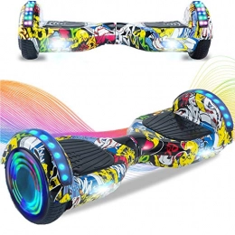 HappyBoard Scooter HappyBoard 6.5 Inch Self Balancing Balance Board Skate board Electric Scooter with LED Light, Bluetooth and Storage Bag for Kids and Adults (Flame)