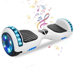 HappyBoard Scooter HappyBoard 6.5 Inch Self Balancing Electric Scooter Segway with Bluetooth Speaker, LED Light and Storage Bag for Kids and Adult (White)