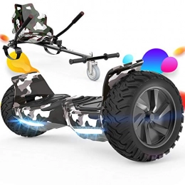 HITWAY Scooter HITWAY All Terrain SUV Hoverboards with Kart Seat, Electric Scooter Self-Balance E-Skateboard Bluetooth Speaker, 350W * 2 Motor and LED for Teenagers and Adults