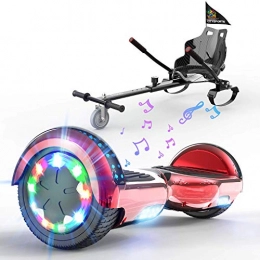 HITWAY Scooter HITWAY Hoverboards go Kart Seat, 6.5 Inches Segway hoverkart with LED Lights and Bluetooth Speaker, Self Balance Scooter with Hoverkart, Best Christmas gifts for kids Boys Girls