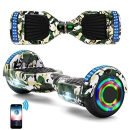 E-RIDES Scooter Hoverboard Bluetooth Camo 6.5 Inch Kids Self-Balancing Electric Scooters LED Wheels Lights 500W Motor Smart Skateboard With UK Charger And Key