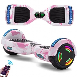 E-RIDES Self Balancing Segway Hoverboard Camouflage Pink 6.5 Inch Self-Balancing Electric Scooters Bluetooth LED Wheels Lights 500W Motor 2000mAh Battery Smart Skateboard With Key