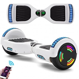 E-RIDES Scooter Hoverboard White 6.5 Inch Bluetooth Self-Balancing Electric Scooters 2000mAh Battery LED Wheels Lights 500W Motor Smart Skateboard With Key