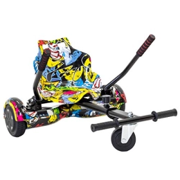 iRollers Scooter iRollers Black Graffiti HoverKart Kart Attachment Fits All Hoverboards Swegways .6.5”, 8", 10" Adjustable Hoverboard seat go Kart for Hoverboard Compatible Sleek Cool UK Seller Limited Edition