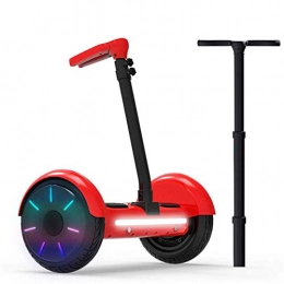 LJ  LJ Electric Scooter, Self Balance Electric Scooter, Intelligent Two-Wheeled Scooter with Pole Smart Bluetooth Led Light Balance Car Outdoor Gift, Red, Red