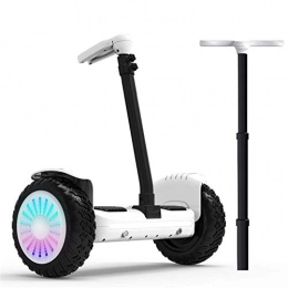 LJ Self Balancing Segway LJ Electric Scooter, Self Balance Electric Scooter, Two-Wheel Electric Scooter with Pole Smart Bluetooth Led Off-Road Balance Car Outdoor Gift, White, White