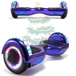 MJK Scooter MJK 6.5'' Hoverboard Self Balancing Electric Scooter Off Road Electric Scooter Segway with Bluetooth, UK Charger and LED Lights for Kids and Adults (Chrome Purple)