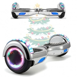 MJK Self Balancing Segway MJK 6.5'' Hoverboard Self Balancing Electric Scooter Off Road Electric Scooter Segway with Bluetooth, UK Charger and LED Lights for Kids and Adults (Chrome Silver)