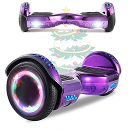 MJK Self Balancing Segway MJK 6.5'' Hoverboard Self Balancing Electric Scooter Off Road Electric Scooter Segway with Bluetooth, UK Charger and LED Lights for Kids and Adults (S-Chrome Purple)