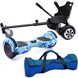 Nero Sport Scooter Nero Sport Bluetooth 6.5" Hover Scooter Board Self Balance with Hoverkart Go-Kart attachment bundle combo - Includes carry bag (CamoBlue)