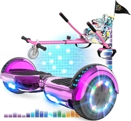 RCB Scooter RCB Hoverboard and Kart Bundle for Kids Segway with Hoverkart Set, skateboard with Bluetooth Hoverboards with Bluetooth and LED Lights Solid Seat, Gift for kids and Teenager