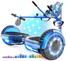 RCB Scooter RCB Hoverboards and kart bundle for kids Segways with hoverkart set Electric scooter skateboard with bluetooth scooter bluetooth and LED lights Solid seat and toy for children. (Blue+Army Blue)