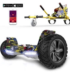 RCB Self Balancing Segway RCB Hoverboards SUV Hoverboard with APP Control, All Terrain 8.5 '' Hummer with Bluetooth + Hoverkart Go Kart for Self-Balanced Hoverboards, Gift for Kid and Adult