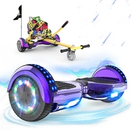 RCB Scooter RCB Hoverboards with Go Kart Seat Bundle for Kids Segways Built in LED lights Bluetooth Speaker Hoverboards, Gift for Kids and Adult, PURPLE+HIP