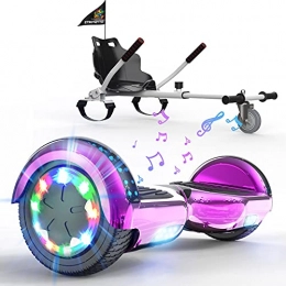 SOUTHERN-WOLF Scooter SOUTHERN-WOLF Hoverboard go Kart, Self Balance Scooter with Hoverkart 6.5 Inches Hoverboards for kids LED with Lights and Bluetooth Speaker Best Gifts for Kids Self Balancing Scooter 6.5"(Rose red)
