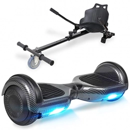 TOEU Scooter TOEU Hoverboard Go Kart Bundle, 6.5" Segway with Hoverkart, Built-in Bluetooth & Colorful LED Lights, Balance Board for Kids Gift, Black
