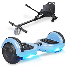 TOEU Self Balancing Segway TOEU Hoverboard Go Kart Bundle, 6.5" Segway with Hoverkart, Built-in Bluetooth & Colorful LED Lights, Balance Board for Kids Gift, Blue