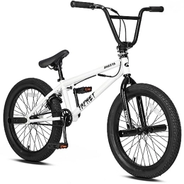 AVASTA BMX AVASTA 20 inch Kids Bike Freestyle BMX vélos pour 6 7 8 9 10 11 12 13 14 Ans garçons et débutants avec Sardines, Blanc