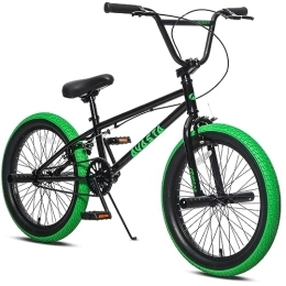 AVASTA BMX AVASTA Vélo BMX Freestyle pour enfant de 6 7 8 9 10 11 12 13 14 ans garçons filles avec 4 pegs, noir et vert