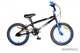 silver fox BMX Silverfox Boy Plank BMX Vélo pour Enfant, Noir / Bleu, 45, 7 cm