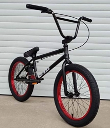 SWORDlimit vélo Vélo BMX 20 pouces libre pour les débutants à avancés, cadre en acier au chrome-molybdène de haute résistance avec absorbeur de choc, engrenage BMX 25X9t, conception de frein en U (noir rouge)