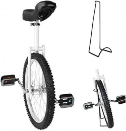 WLGQ Monocycles 16 / 18 / 20 / 24"Roue Trainer Monocycle Hauteur Réglable Skidproof Mountain Tire Balance Cycling Exercise, with Monocycle Stand, Wheel Monocycle, White, 16inch
