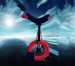Lahshion Monocycle pour Enfants Rouge, Cadre en Acier Robuste, pédale en Plastique Arrondie à 1 Vitesse, Selle Ergonomique profilée