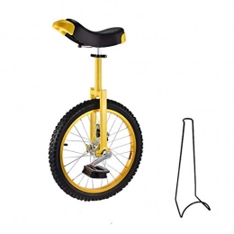 HT&PJ vélo Unicycle Monocycle pour enfant 16 pouces 18 pouces - Hauteur réglable - Avec béquille et outils de montage - Charge maximale : 150 kg (jaune, 16 pouces)