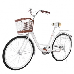 Haoo vélo Haoo Vélo classique de 66 cm, vélo de plage, vélo de cruiser, vélo rétro confortable pour les trajets en voiture, vélo de course pour femme, vélo de cruiser (blanc)