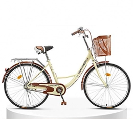 LIXIGB Autour du vélo Cruiser Femme avec Porte-Bagages arrière (24 Pouces, 26 Pouces),Beige 6 Speed （Good）,24