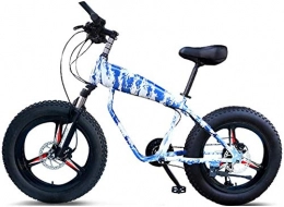 Aoyo vélo 20 pouces Mountain Bikes, 30 vitesses à surmultipliée Fat Tire bicyclette, garçons Femmes Cadre Aluminium Semi-rigide VTT avec suspension avant, (Color : Blue)