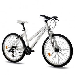  Vélos de montagnes 26 KCP VTT en aluminium vélo vélo tovian Femme 21 vitesses Shimano Blanc – 66, 0 cm (26 pouces)