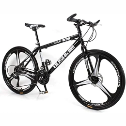 KOSFA vélo 26 pouces VTT pour femmes / hommes léger 21 / 24 / 27 vitesses vtt adultes vélos cadre en acier au carbone Suspension avant, Noir, 24 speed
