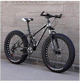 WEN Vélos de montagnes Adult Mountain Bikes, Fat Tire Double Frein à Disque Hardtail VTT, Big Wheels vélo en Acier Haute teneur en Carbone (Color : New Black, Size : 24 inch 21 Speed)