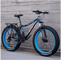 IMBM Vélos de montagnes Adulte Fat Tire Mountain Bikes, Double Disque de Frein VTT Semi-Rigide, Suspension Avant vélo, Femmes Tout Terrain VTT (Color : Blue a, Size : 26 inch 27 Speed)