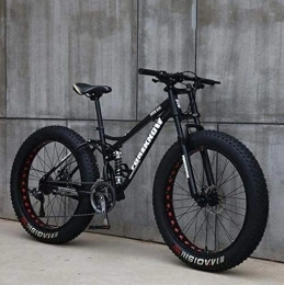 Aoyo Vélos de montagnes Adulte Mountain Bikes, 24 pouces Fat Tire Hardtail VTT, suspension double cadre et fourche à suspension tout terrain VTT (Color : Black)