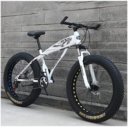 WEN Vélos de montagnes Adulte Mountain Bikes, Garçons Filles Fat Tire Mountain Trail Bike, Double Frein à Disque VTT Semi-Rigide, Cadre en Acier Haute teneur en Carbone, Vélo (Color : White B, Size : 24 inch 21 Speed)