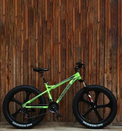 AISHFP vélo AISHFP Fat Tire Adult Mountain Bike, Double Frein à Disque / Haut-Carbone Cadre en Acier Vélos Cruiser, Plage de motoneige vélo, 26 Pouces Roues en Alliage de magnésium intégré, Vert, 7 Speed