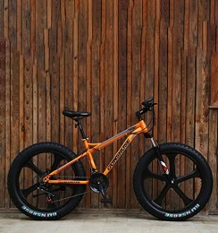 AISHFP Vélos de montagnes AISHFP Fat Tire Adult Mountain Bike, Double Frein à Disque / Haut-Carbone Cadre en Acier Vélos Cruiser, Plage Motoneige vélos, 24 Pouces en Alliage de magnésium Roues intégré, Orange, 24 Speed