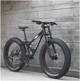 AYHa Vélos de montagnes AYHa 26 pouces VTT, Adulte Garçons Filles Fat Tire Mountain Trail Bike, double frein à disque vélo en acier haute teneur en carbone Vélos antidérapants, Noir, 24 Vitesse