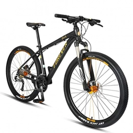 AZYQ Vélos de montagnes AZYQ VTT 27, 5 pouces, VTT semi-rigide 27 vitesses pour adulte, cadre en aluminium, VTT tout terrain, siège réglable, or