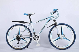 baozge Vélos de montagnes Baozge 26 VTT à 21 vitesses pour adultes, léger en alliage d'aluminium Full Frame roue suspension avant Mens Vélo Frein à disque Bleu D-un_bleu