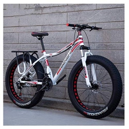 BCX Vélos de montagnes BCX Vélos de montagne Fat Tire pour adultes, VTT semi-rigide à frein à disque, vélo à suspension avant, VTT tout terrain pour femmes, Orange A, 26 pouces 27 vitesses, Blanc B, 24 pouces 21 vitesses