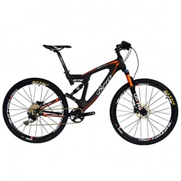 BEIOU vélo BEIOU Carbon Double Suspension Mountain Bicycles All Terrain 27.5 Pouces MTB 650B Vélo Shimano DEORE 10 Vitesses 12.7kg T700 Cadre Matte 3K CB22 (Orange, 18")