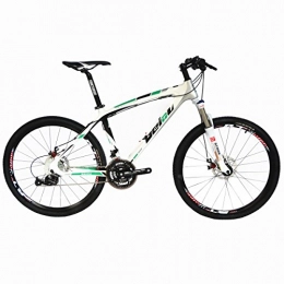 BEIOU vélo BEIOU® toray T700 Fibre de Carbone pour vélo de Montagne Vélo Complet VTT 27 Vitesse Roue 66 cm Shimano 370 Cb004, Blanc / Vert