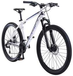 BIKESTAR Vélos de montagnes BIKESTAR VTT en Aluminium, Frein à Disque, 21 Vitesses Shimano, 27.5 Pouces | Mountainbike Cadre 18" Pouces MTB Suspension Avant | Blanc