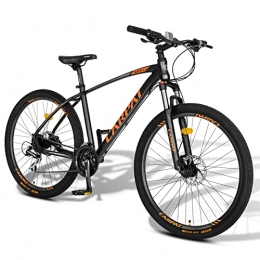 CARPAT SPORT Vélos de montagnes Carpat Sport VTT en aluminium 27, 5" | Shimano 24 vitesses avec frein à disque – Convient pour adultes, VTT, hommes et femmes – Noir et orange